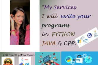 write program of python java and cpp
