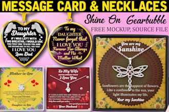 make unique shineon necklaces, message card designs in 12hrs