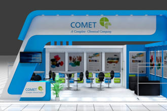 create 3d model exhibition booth, stall, kiosk, stand
