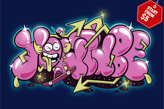draw bubble graffiti in my style