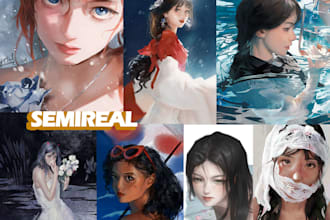 draw amazing anime or semirealistic illustration in my style