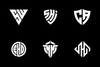 design 3 creative monogram or initial letter logo
