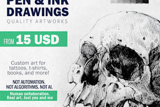 create illustrations in pen and ink style for you