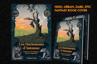 draw high, urban, dark, epic fantasy book cover, ebook, kdp