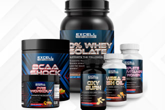 make supplement label design product mockup and label design