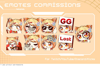 create chibi emotes, animated emotes or sub badges for twitch, discord, vtuber