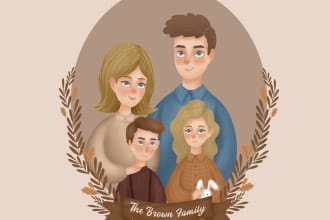 draw cute couple and portrait illustration