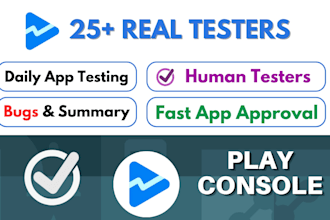 provide 12 testers for 14 days of google play console closed testing