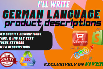 write german shopify product descriptions