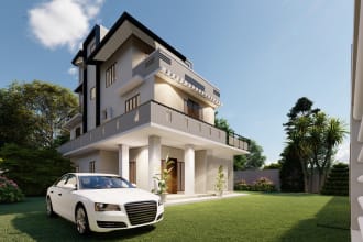 do 3d modeling, interior, exterior rendering of house plan