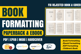 do book formatting, kindle ebook paperback formatting, kdp layout design