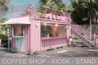 design coffee shop, kiosk, stand