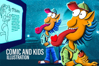 draw doodle art, funny cartoon, and comic illustration