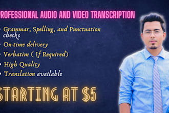 do english audio and video transcription at an affordable rate