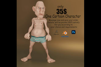 make realistic caricature character and 3d cartoon character