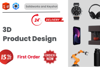 do cad design and 3d rendering using solidworks and keyshot