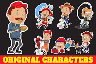 make cute character stickers, emoticon or illustration