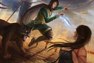 create fantasy character illustration, portrait, scene, splash art
