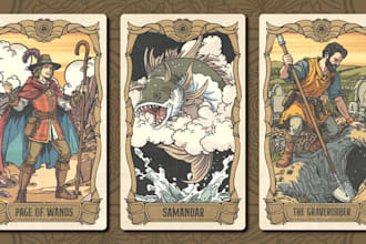 draw tarot card, dnd art, fantasy art, game art, or any illustrations