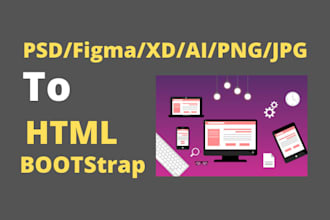 convert PSD to html css with bootstrap 5 responsive html xd to html website