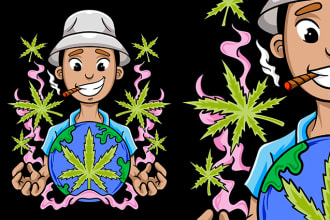 create unique cannabis, marijuana theme design for t shirt