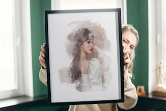 make your portrait photo into a watercolor effect in 48 hour