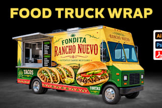 design professional food truck wrap, food trailer, food van