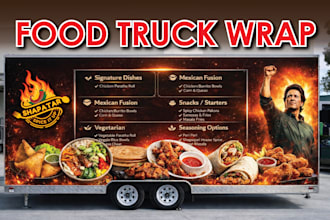 do exclusive food truck wrap design , food logo design