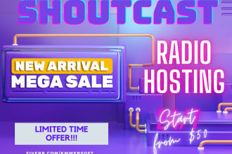 shoutcast radio hosting with auto dj, centova 1 year plus 2 months free