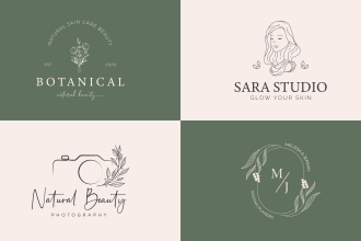 design hand drawn botanical boho and floral logo