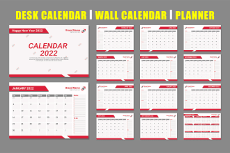 design wall or desk calendar and planner
