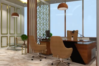 design your office interior with a realistic render