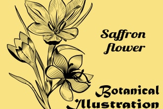 draw a highly detailed line art of botanical illustration