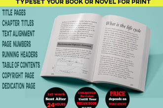 create your book layout and typesetting format interior book or novel for print