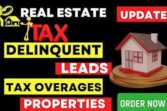 provide tax delinquent tax liens and tax deeds list with skip tracing service