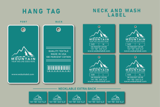 design price tag, swing tag, clothing hand tag, care label