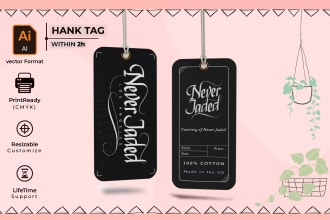 design any custom hang tags, neck labels, hangtag with care label