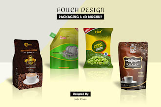 do pouch packaging design with 3d mockup