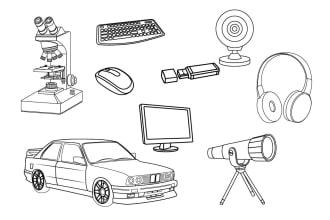 create line art of icon, portrait,  car, bike, logo object
