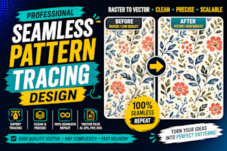 professionally trace and vectorize seamless patterns