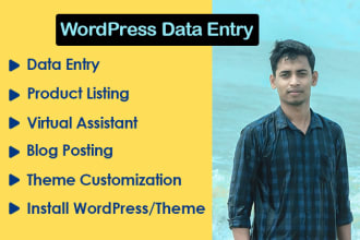 do your wordpress data entry, product listing, blog post and wordpress help