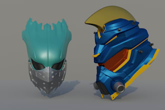 design 3d model of a helmet or a mask for 3d printing