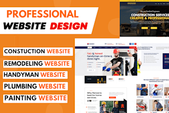 design construction, handyman, hvac, plumbing and painting website