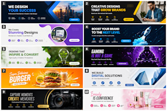 create eye catching web banners, social media ads and headers