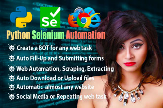 create python selenium bots for automation, testing, and data scraping