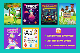 design kids coloring book cover and book interior design for kdp