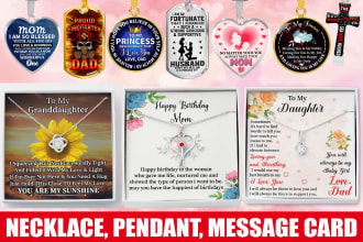 do message card, necklace and watch design for gearbubble, shineon