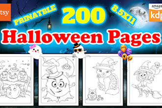 provide 200 printable halloween coloring pages kdp or etsy