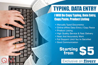 get any data entry or typing work done fast in 2 hours
