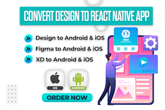 convert xd figma psd UI UX to react native android ios app frontend